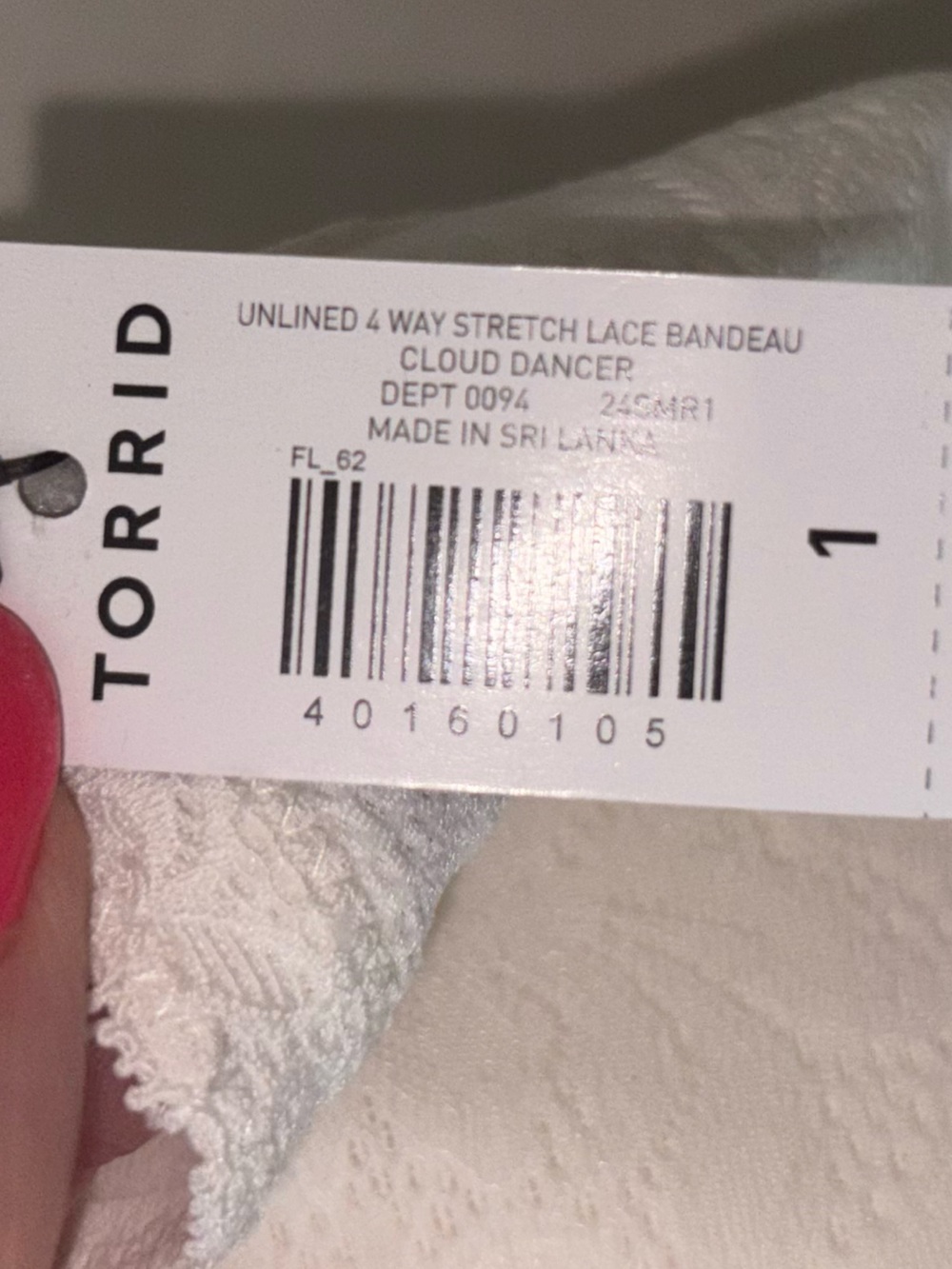 NWT Torrid Cloud Dancer Lace Bandeau Bralette White Size 1 1X 14/16 - Picture 4 of 5